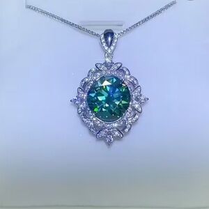 Stunning Moissanite (3ct Green) Pendant Necklace
